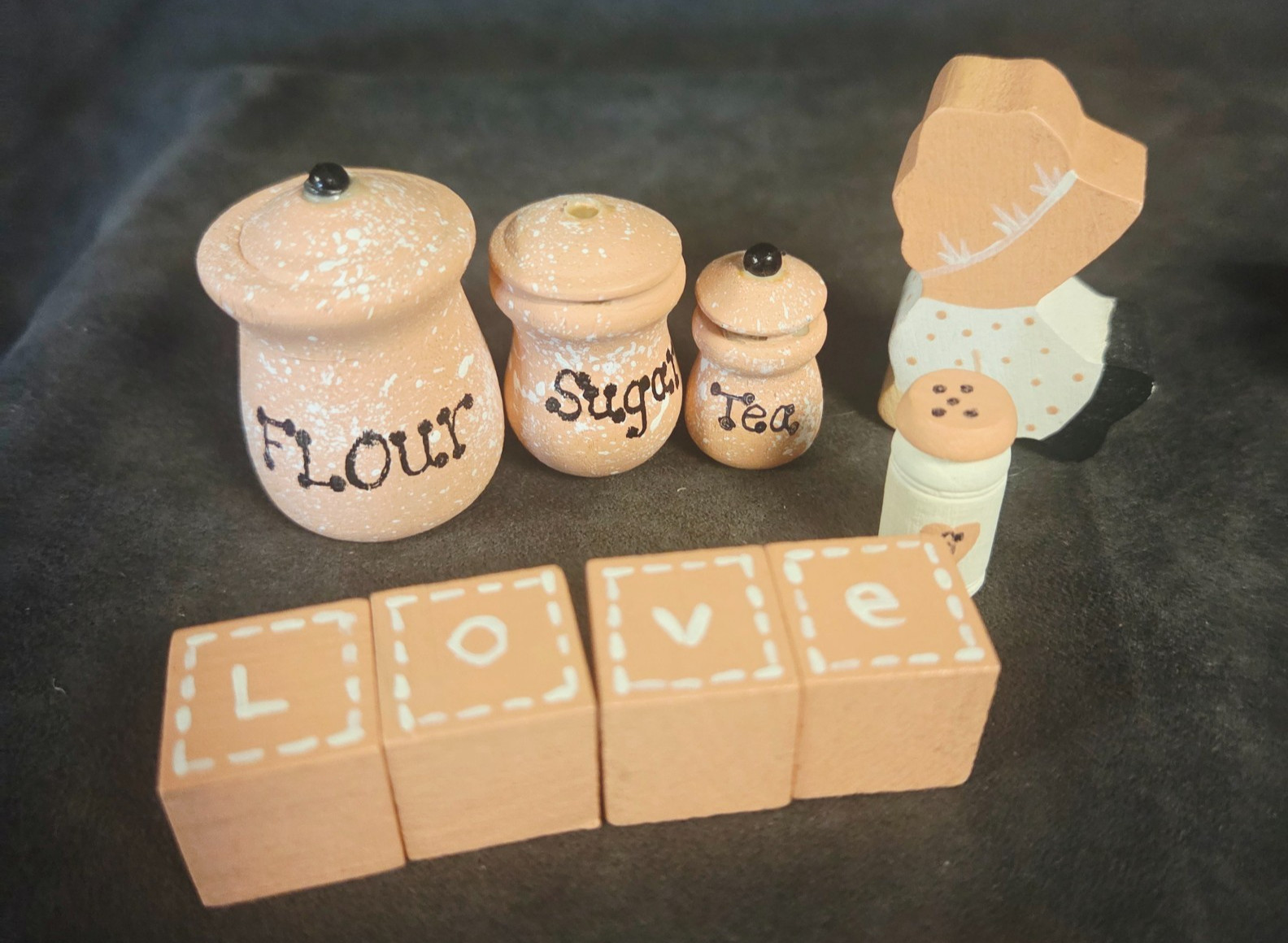 Handmade Primitive Country Kitchen Miniature Wood Shelf Sitters 17 Pc Lot