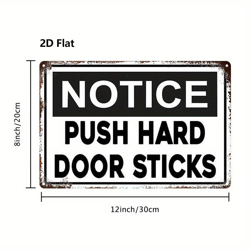 Metal Notice Push Hard Door Sign 8X12 Inches Rustic Iron