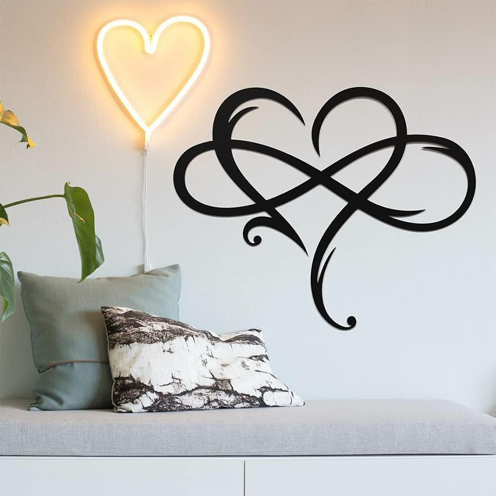 Infinity Heart Wall Decor, Unique Infinity Heart Metal Art Wall Decor Love Sign