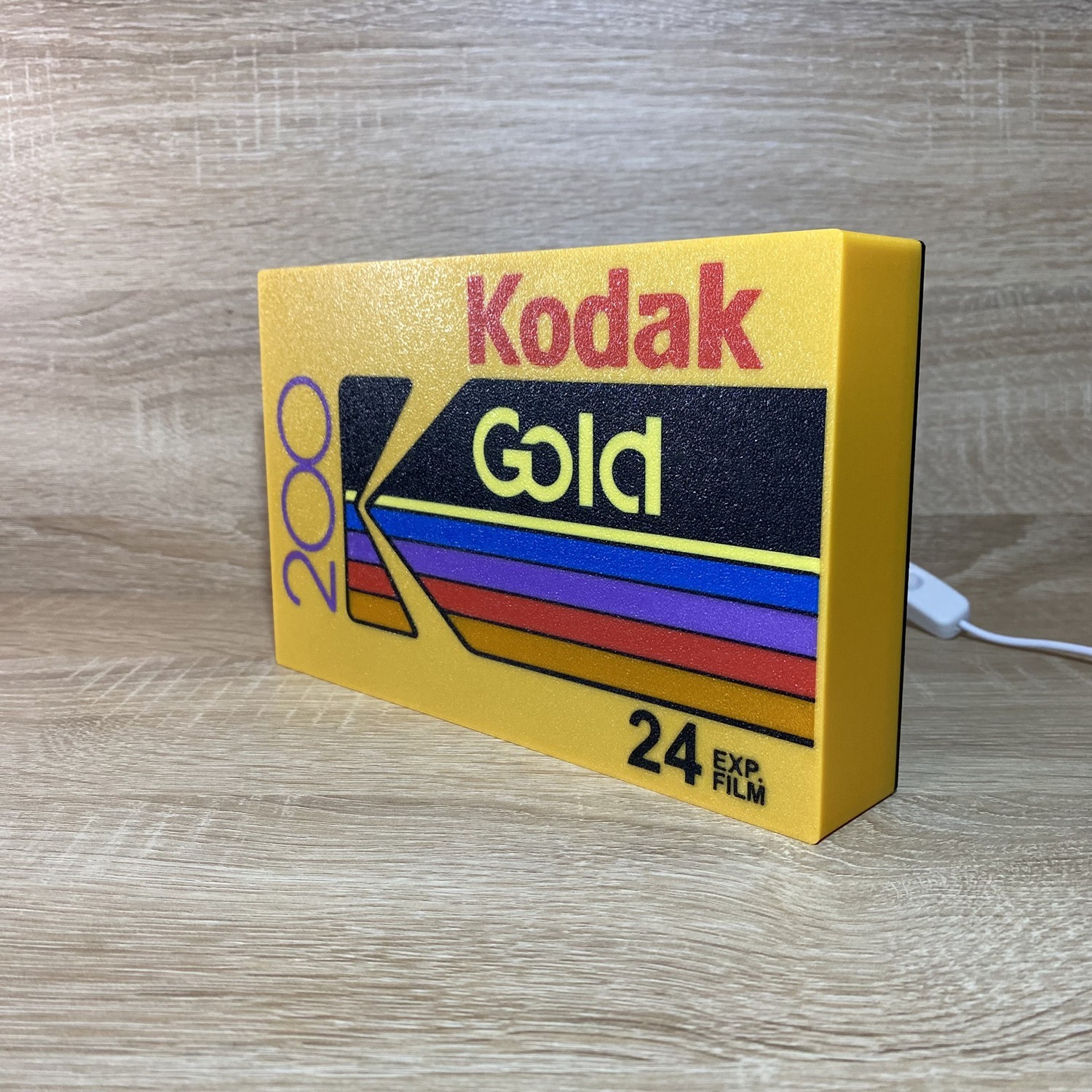 Kodak Gold 200 Film Logo Light Box 3D Printed USB LED Lamp Neon Sign Art Display