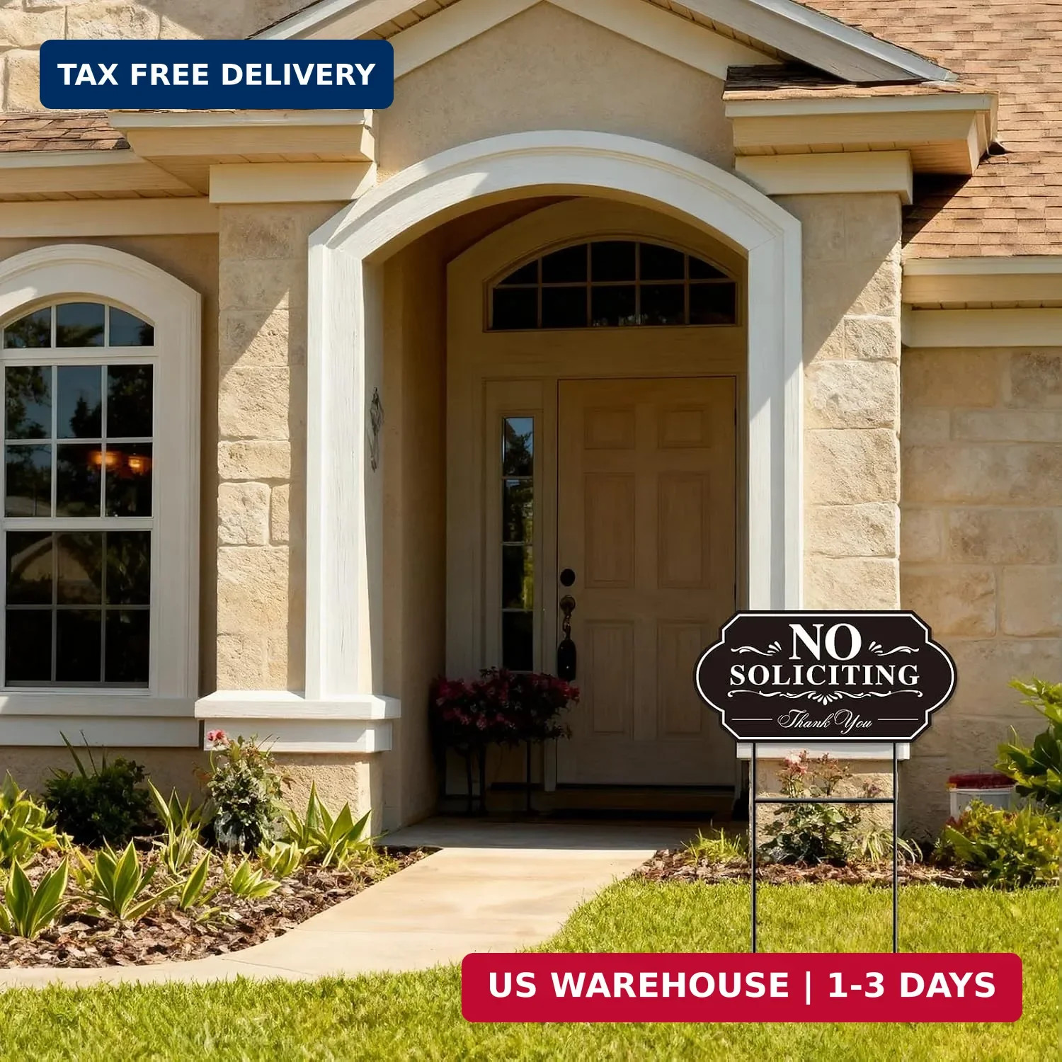 No Soliciting Sign for House, No Soliciting Yard Sign, 2-Pack 14″x7″ Double-Side