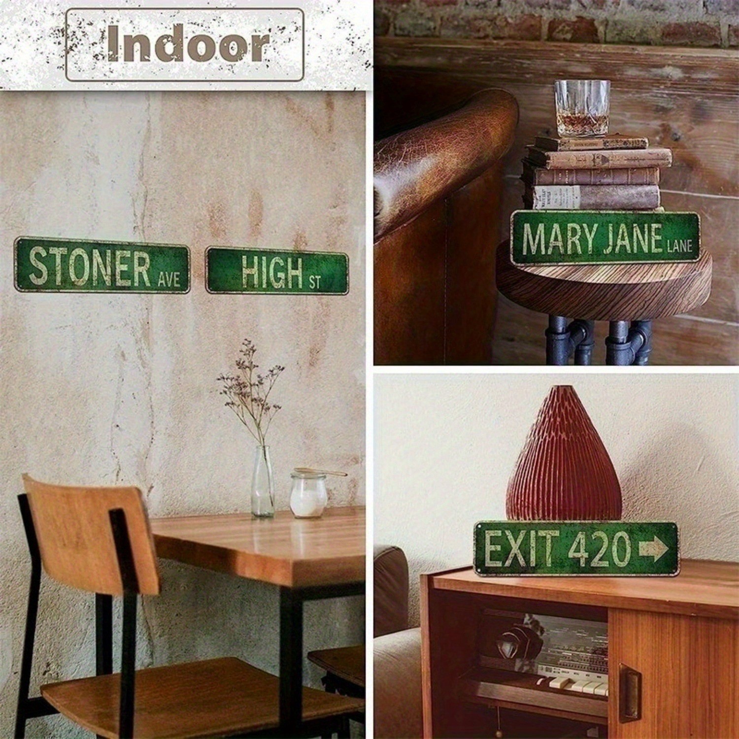 Vintage Worn Rustic White Background CLUB Word Metal Sign Indoor Home Bar Decor
