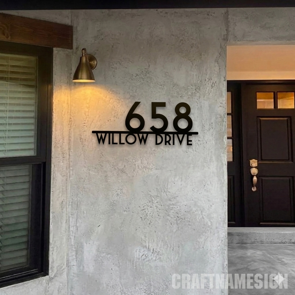 Customized Metal Address Sign for Entrance Door New Homeowner Gift, Modern House