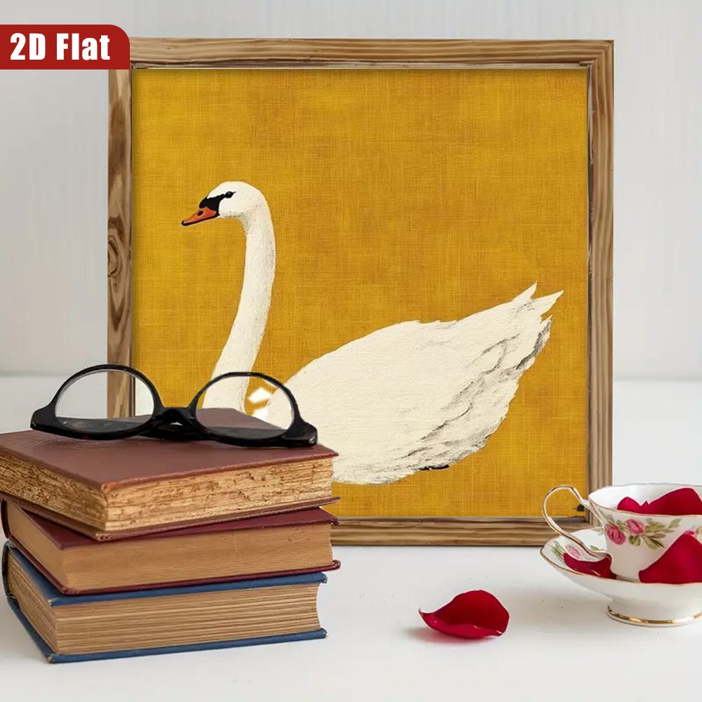 Vintage White Swan Wooden Plaque Elegant Farmhouse Home Desktop Decoration Gift