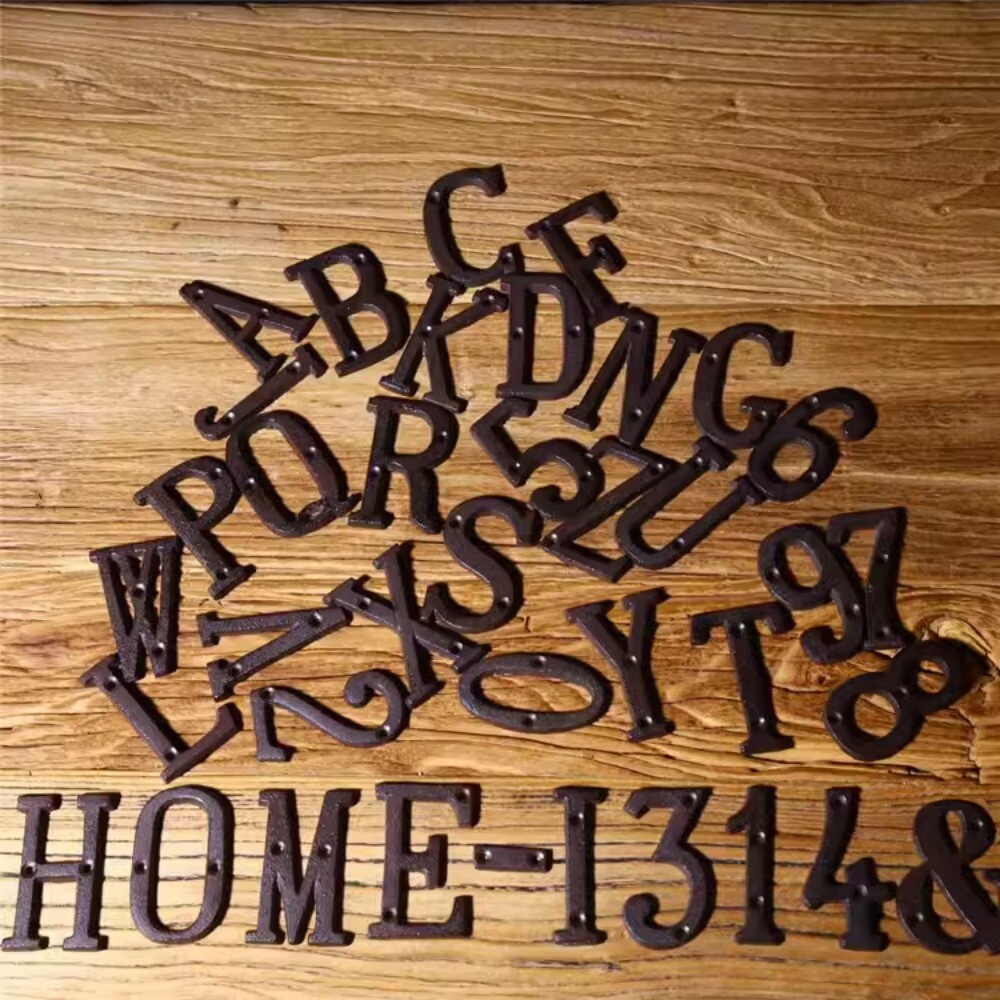 Cast Wrought Iron Black Antique Xmas House Door Alphabet Letters and Numbers US