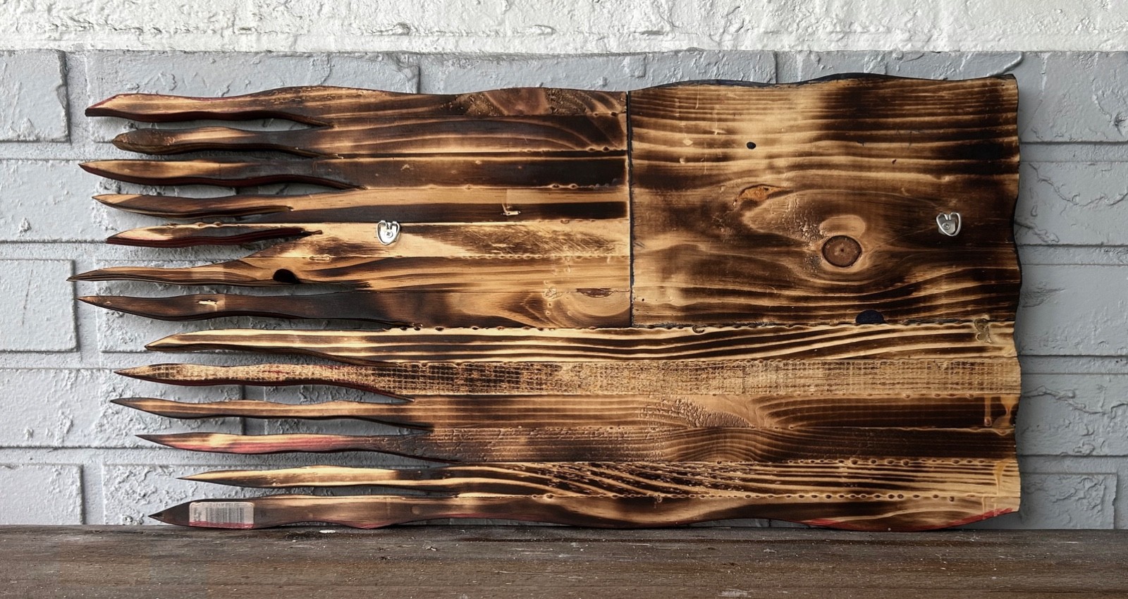 Rustic War Torn American Flag 12 x 24