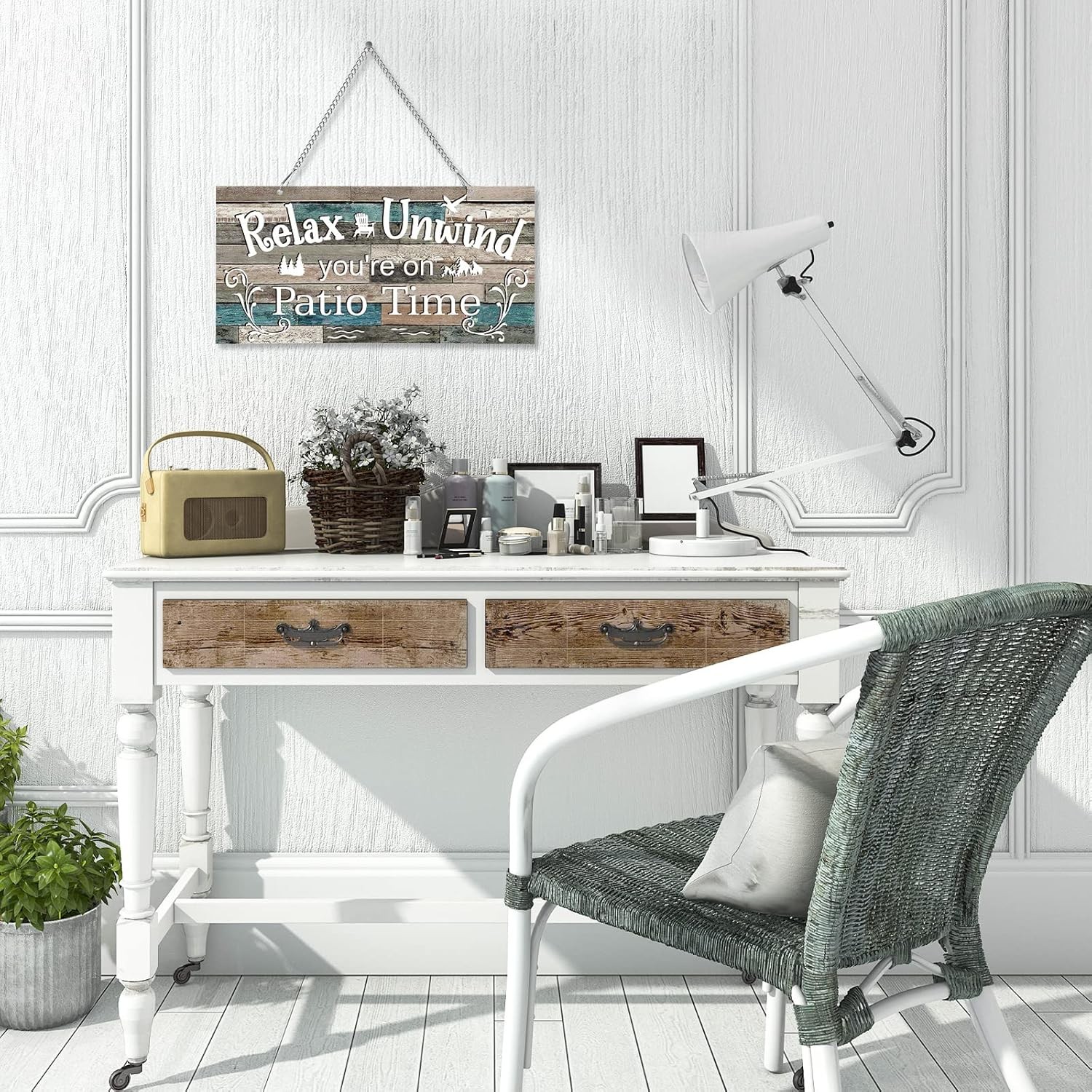 Rustic Metal Patio Sign Outdoor Wall Decor Farmhouse Hanging Porch Garden Art