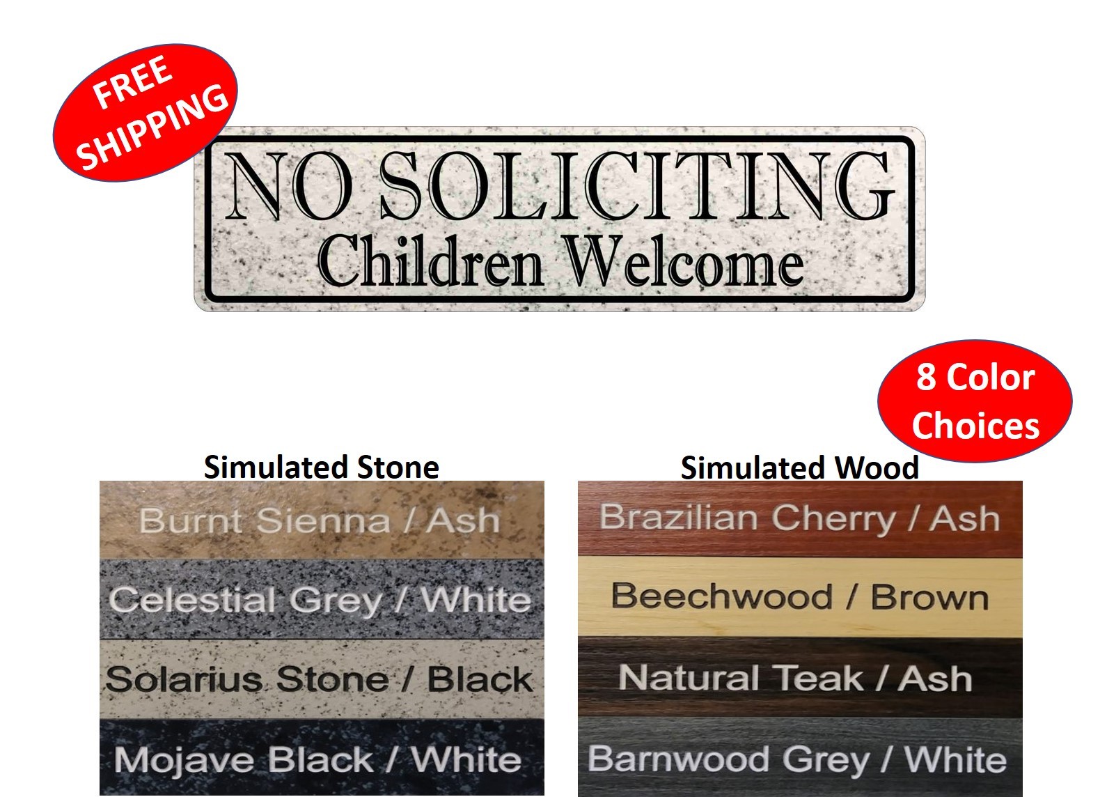 Rectangular “No Soliciting Children Welcome” Sign – 1.5″ x 6″ – FREE SHIPPING
