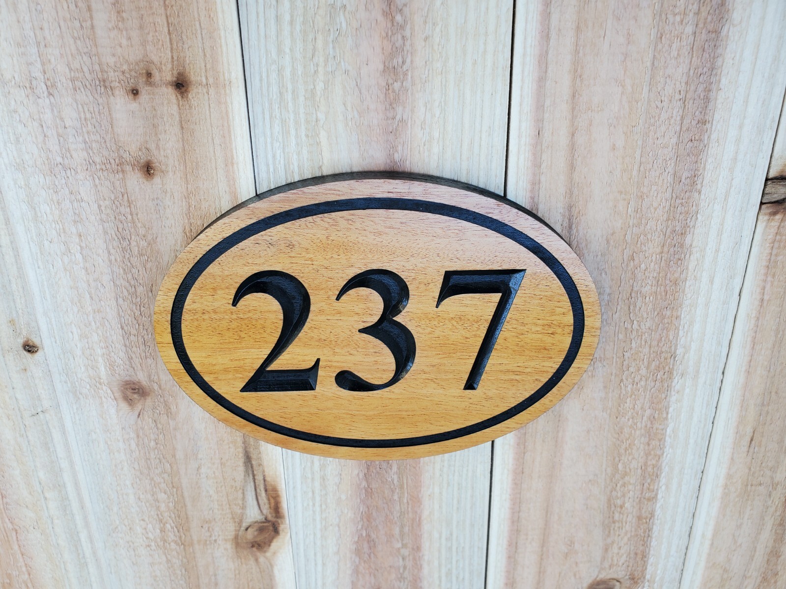 Custom House Sign Number Plaque Outdoor Wood Caved Personalized Home Oval