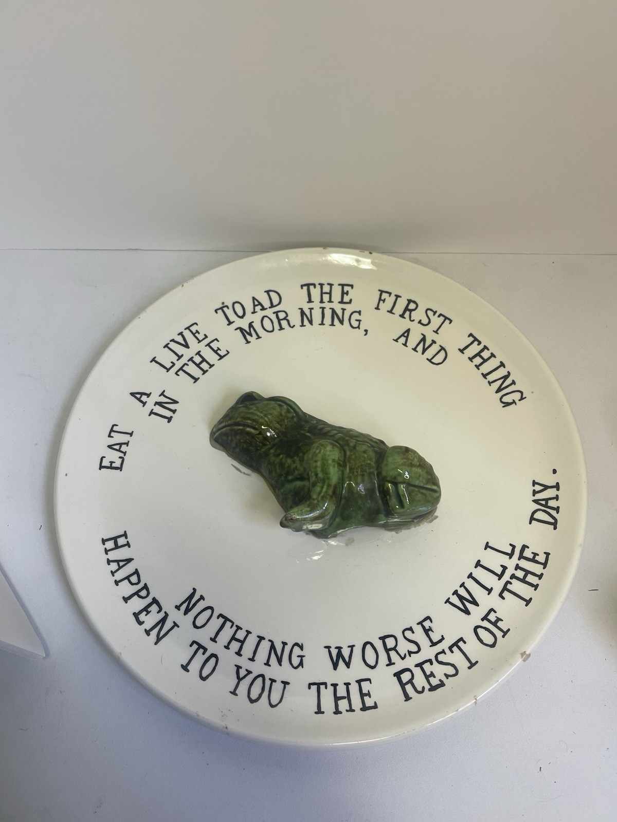 Eat A Live Toad Decorative 3-D Plate Mark Twain Quote Handmade Vintage