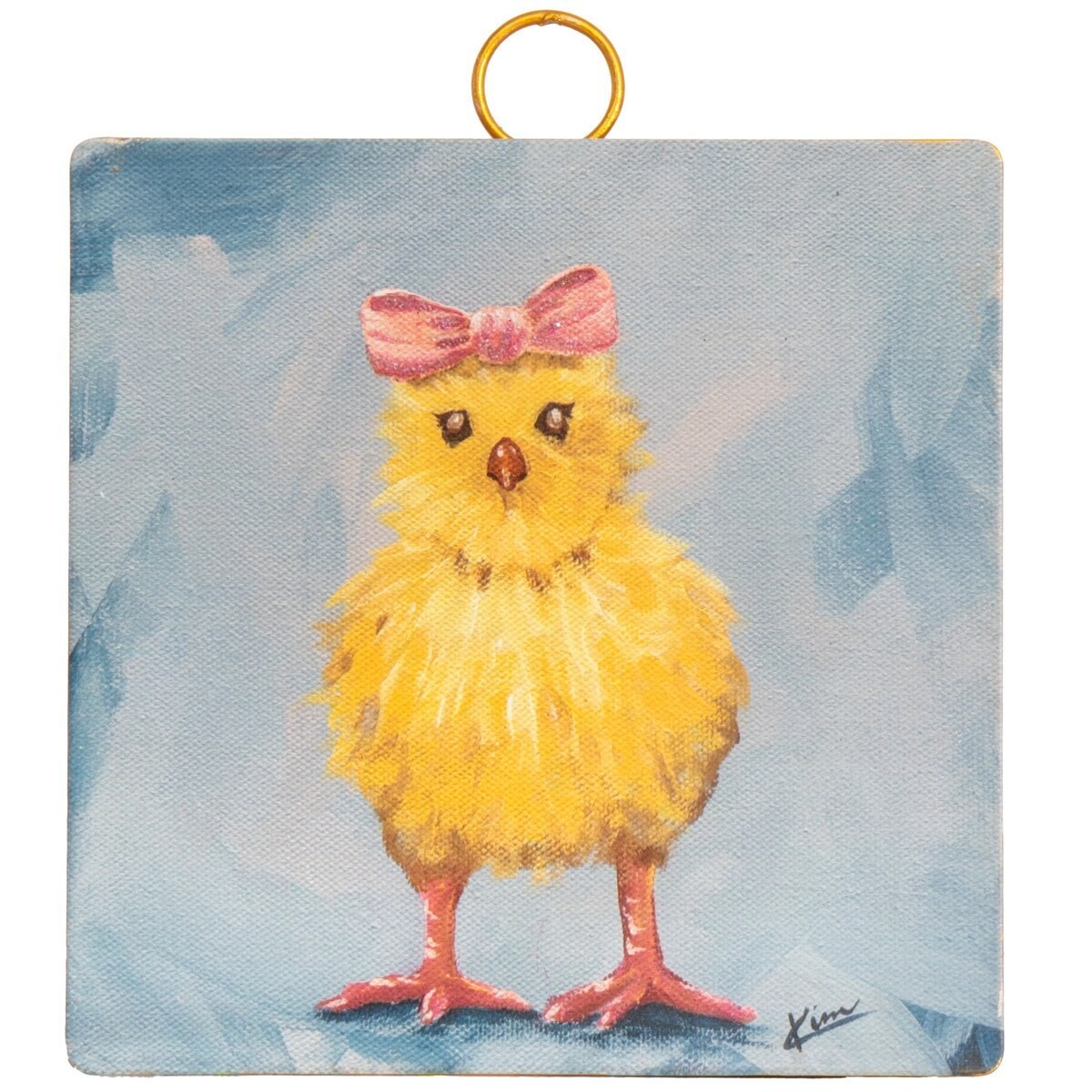 The Round Top Collection Mini Pink Bow Chick Print 6x6x1