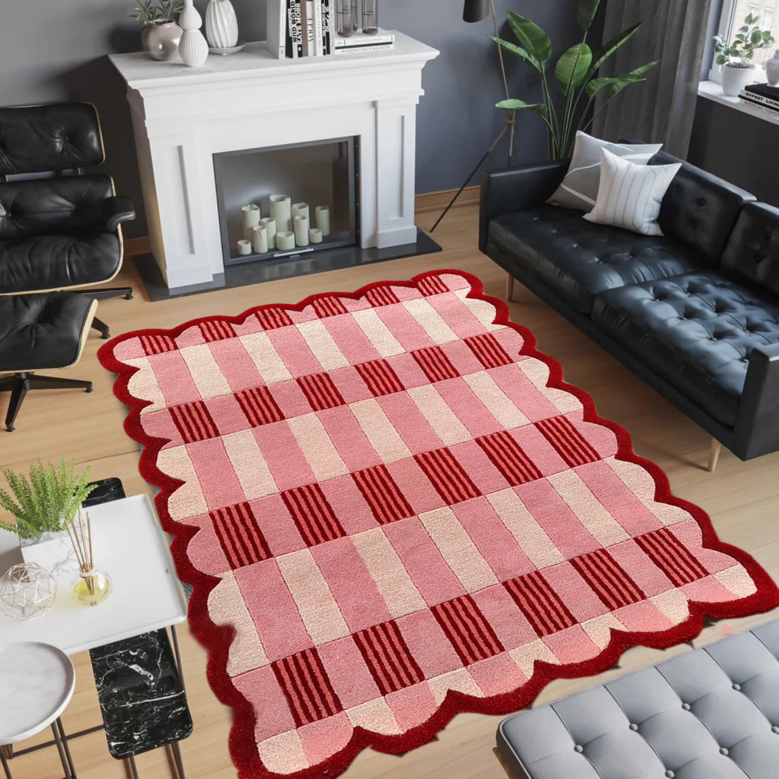 Anthropologie Matilda Goad & Co Light Red Handmade Tufted Woolen Area Rug 8x10ft