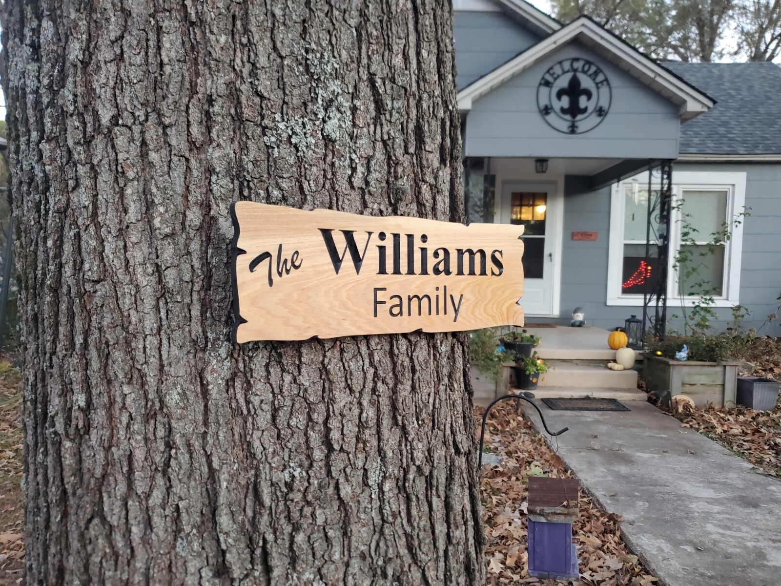 Custom Family Last Name Sign Rustic Carved Outdoor Indoor Wood Wall Art Plaque