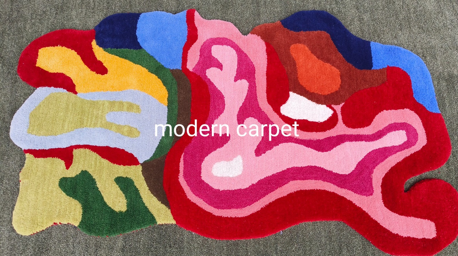 Irregular Amoeba Shaped Rug Handmade 100% Woolen Hand Tufted For Home Decoration