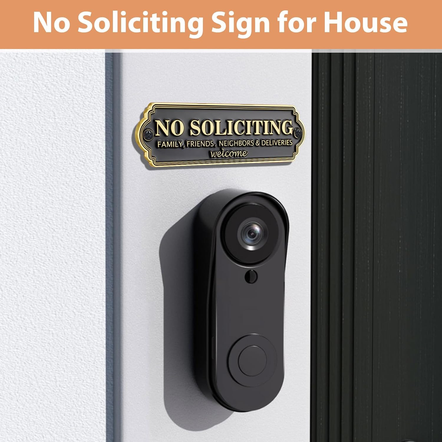 Brass No Soliciting Sign – Elegant No Soliciting Sign for House, Handmade Wall