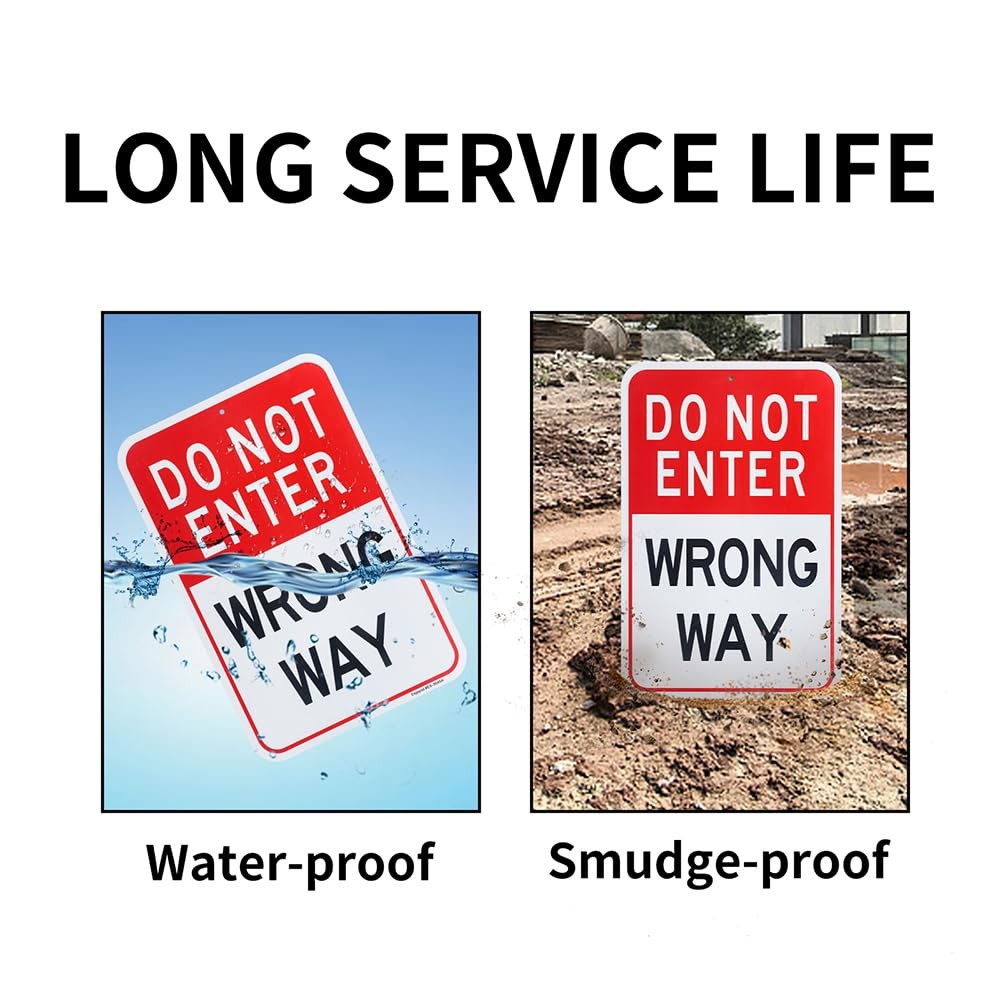 Large Do Not Enter Wrong Way Medium Signage, 12″ x 18″ Reflective Aluminum