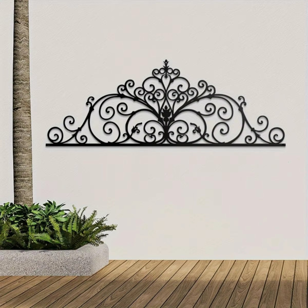 2pcs Black Scroll Metal Wall Topper Art Vintage Ornate Iron Wall Decor Bedroom