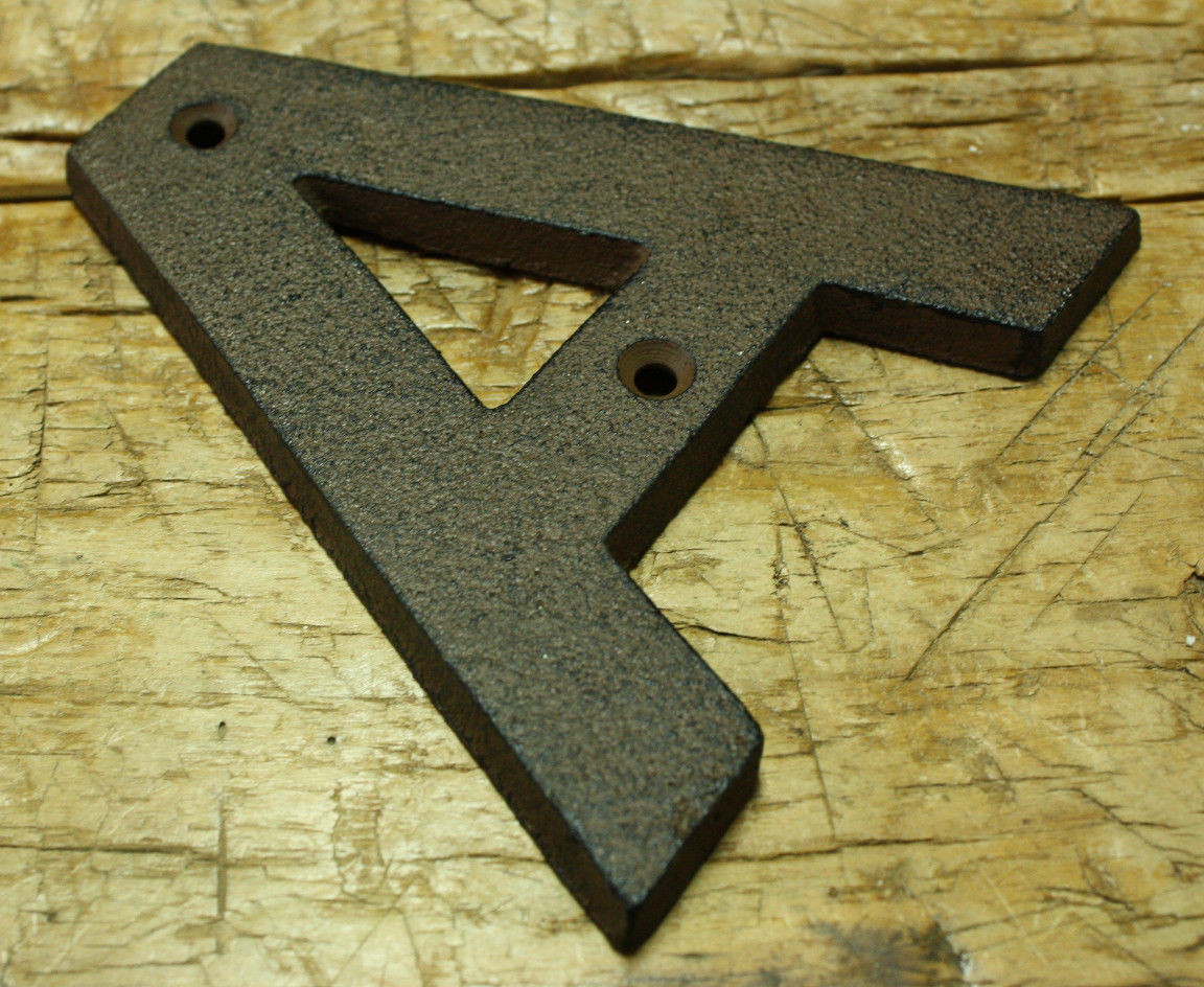 Cast Iron Industrial LETTER A Sign Rustic Brown 5″ tall Alphabet