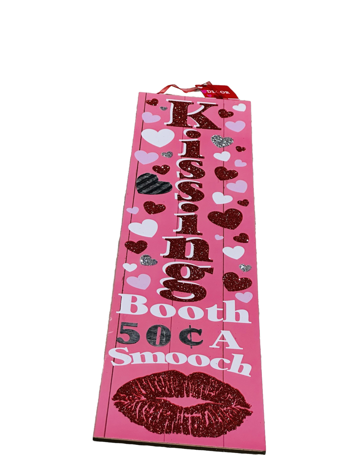 Greenbrier Valentines Wood Kissing Booth Hanging Sign 50 Cents A Smooch 24x6Inch