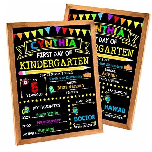 First & Last Day of School Chalkboard with Frame, 14 x 11 Inch First Day of