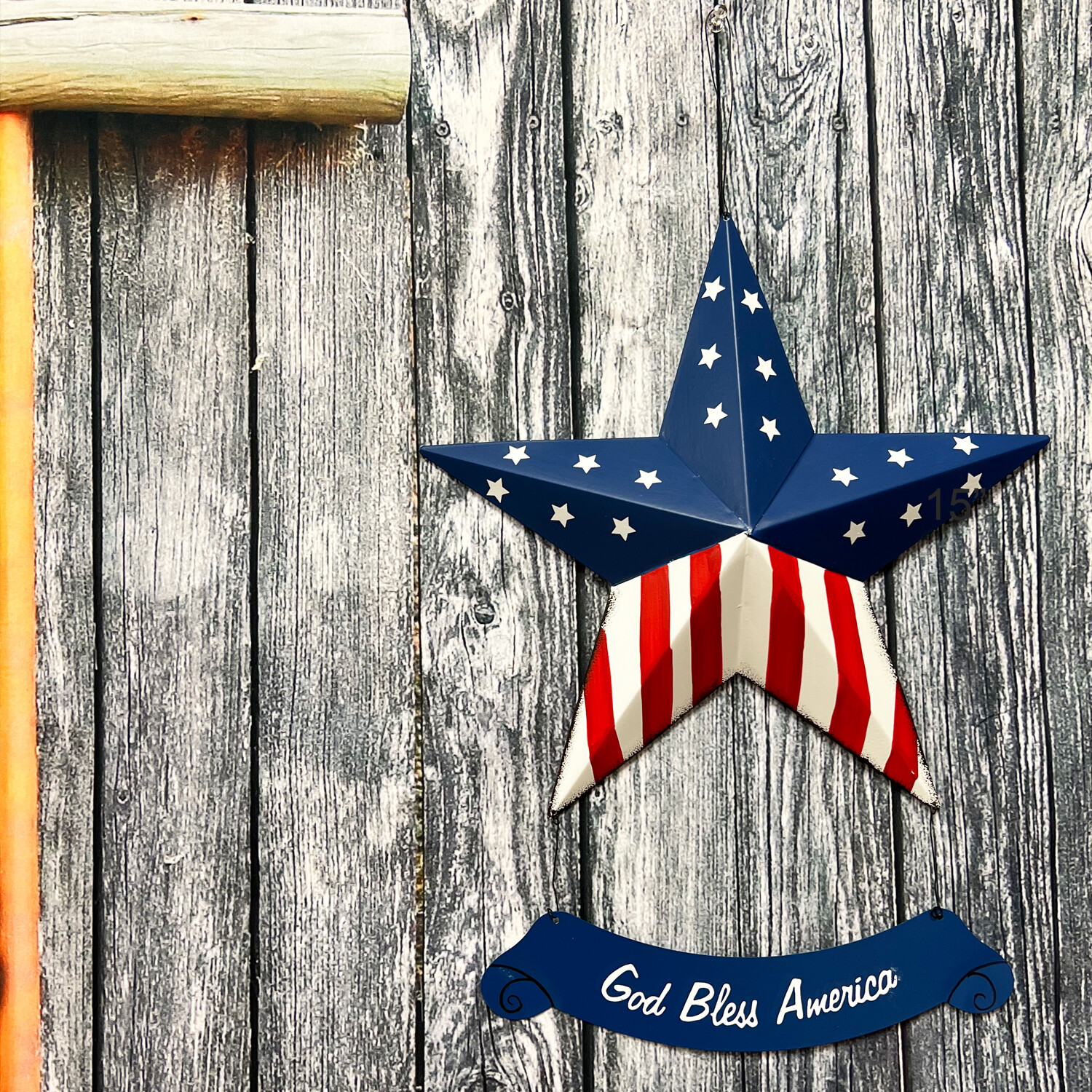 Rustic Hanging Metal American Flag Patriotic Barn Stars Wall Door Yard Signs