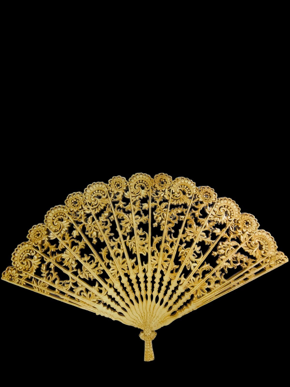 Vtg Large Burwood Prod. Syroco Plastic Wall Hanging Oriental Fan Decor USA Made