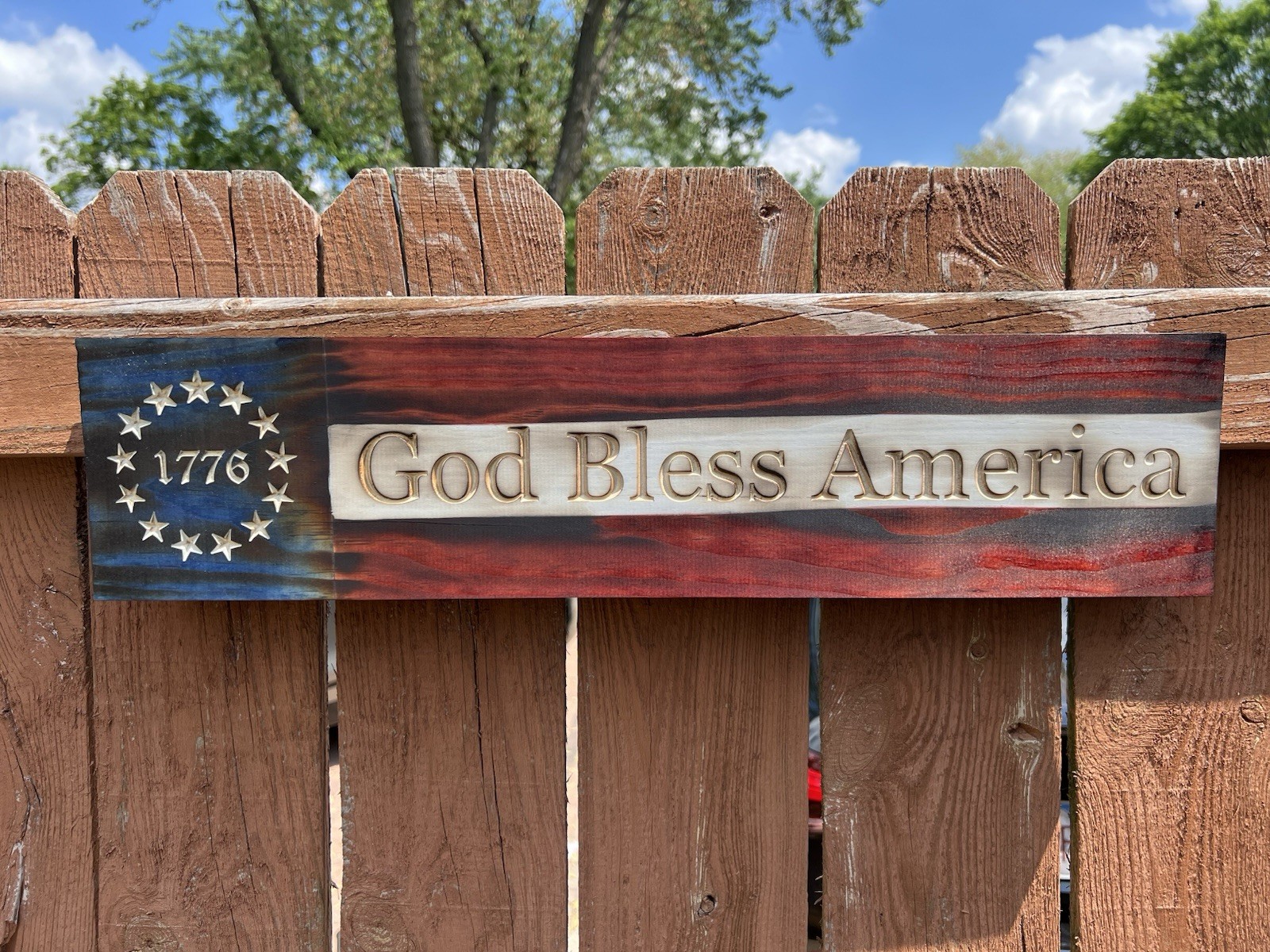 1776 wood Burnt God Bless America Rustic Wooden Wall Decor / Made In America