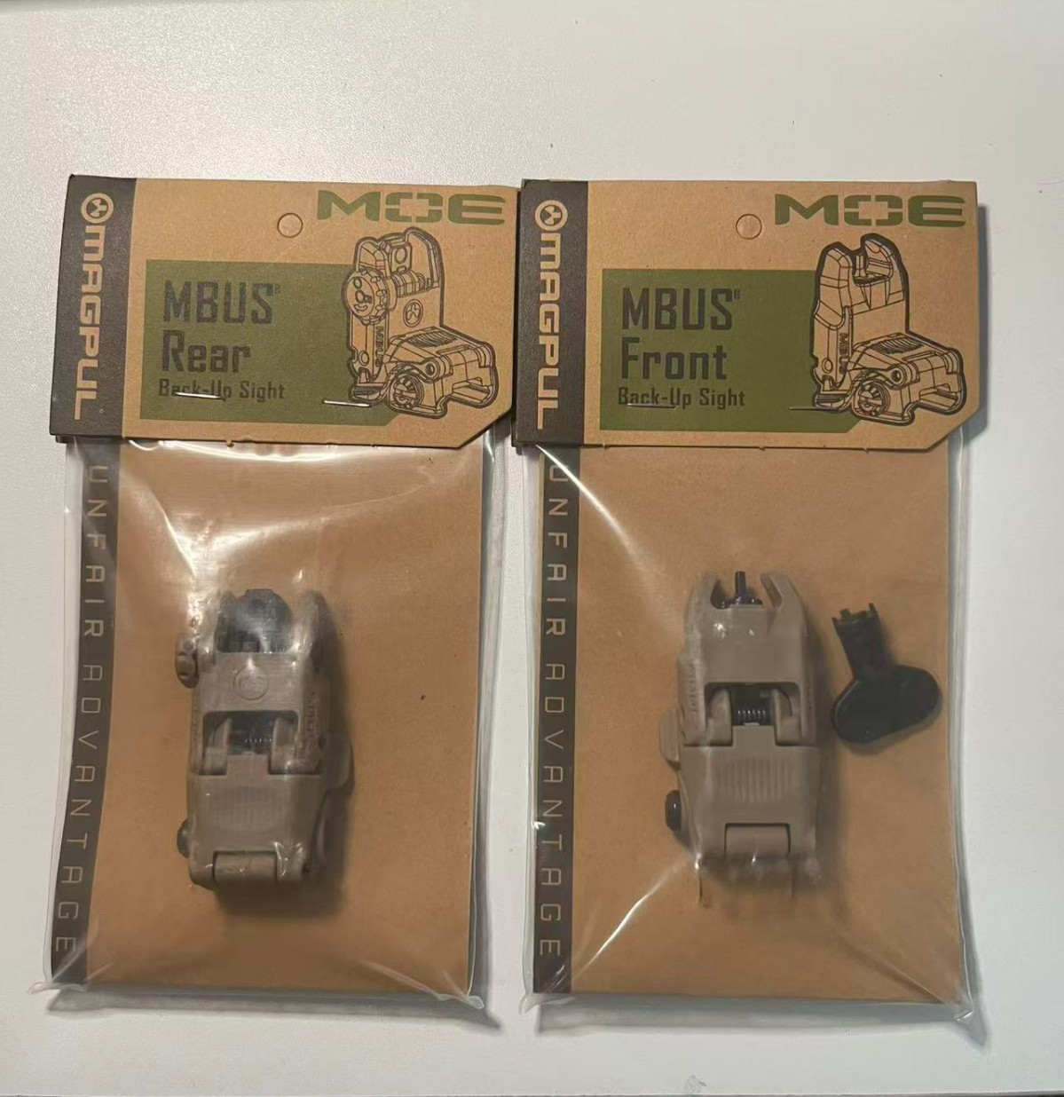 Gen II Flip Up Sights Front & Rear Polymer 20mm Picatinny Mount Brown -US STOCK