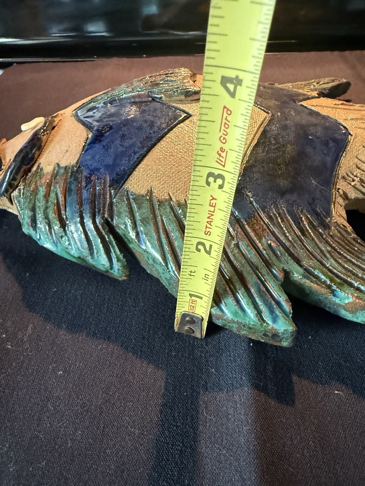 Terracotta Fish Nautical Décor Hand Made Signed By Artist 12” Long x 9” Wide