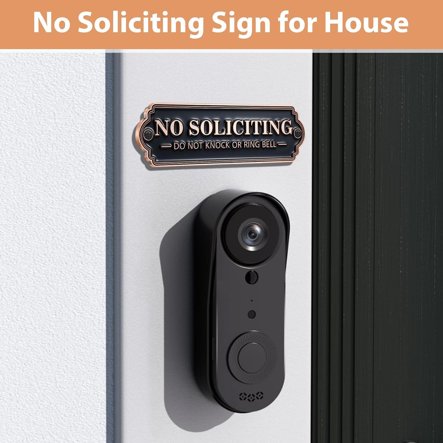 No Soliciting Sign for House – Solid Brass Wall Plaque Handmade Traditional Home