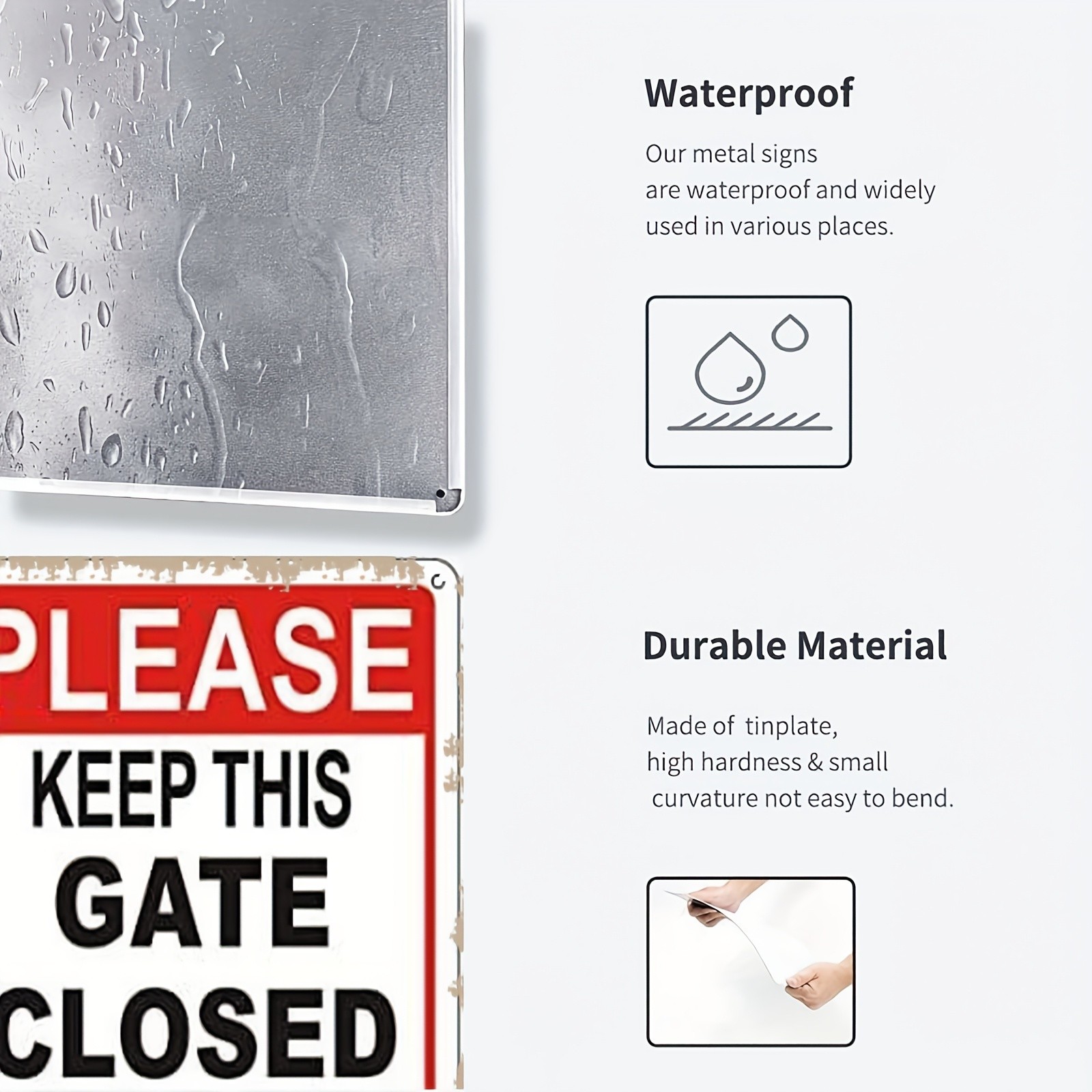 Vintage Metal “Please Keep Gate Closed” Sign 8×12 Rustic Red/Black/White