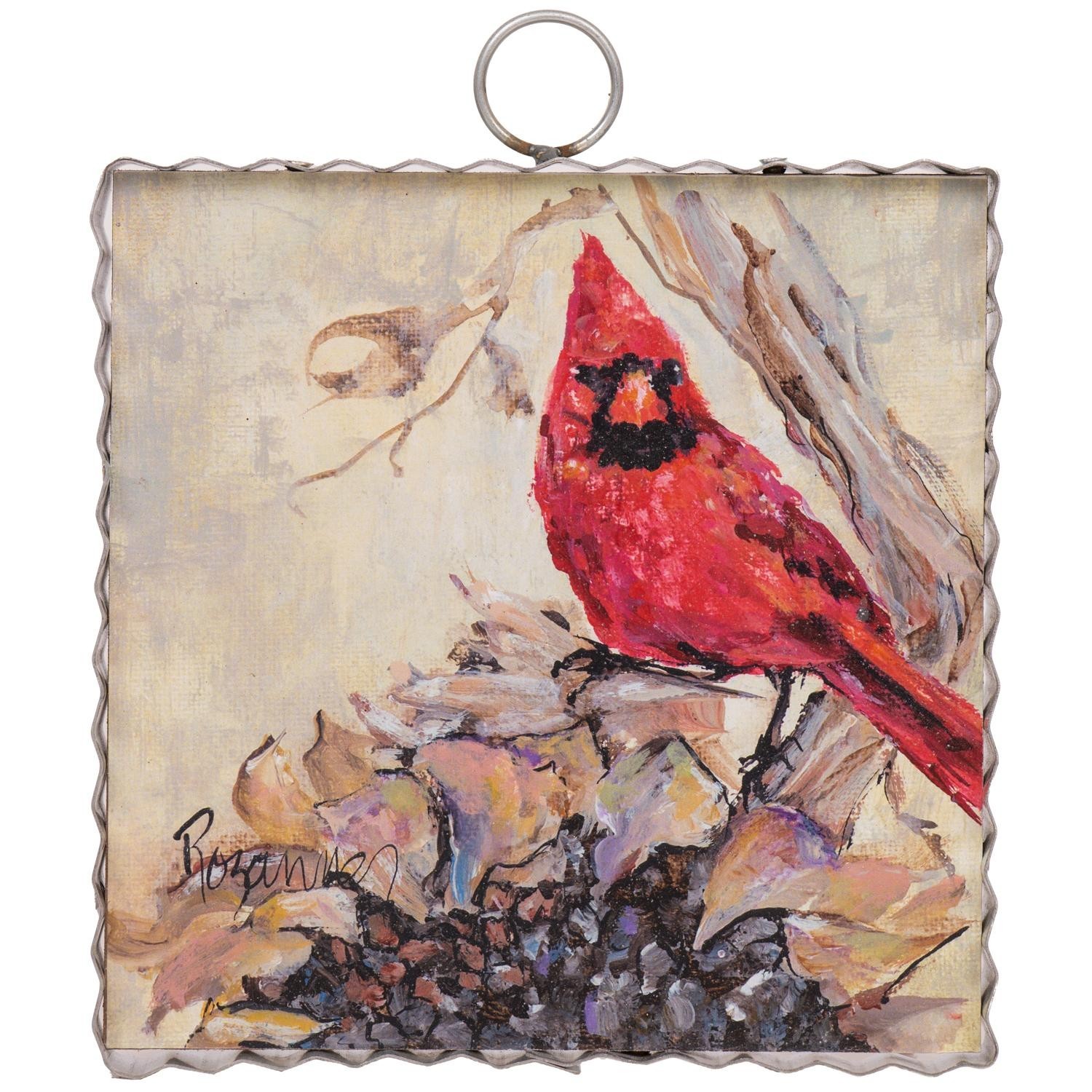 The Round Top Collection Mini Gallery Cardinal Dried Sunflower 6x6x1 F25131
