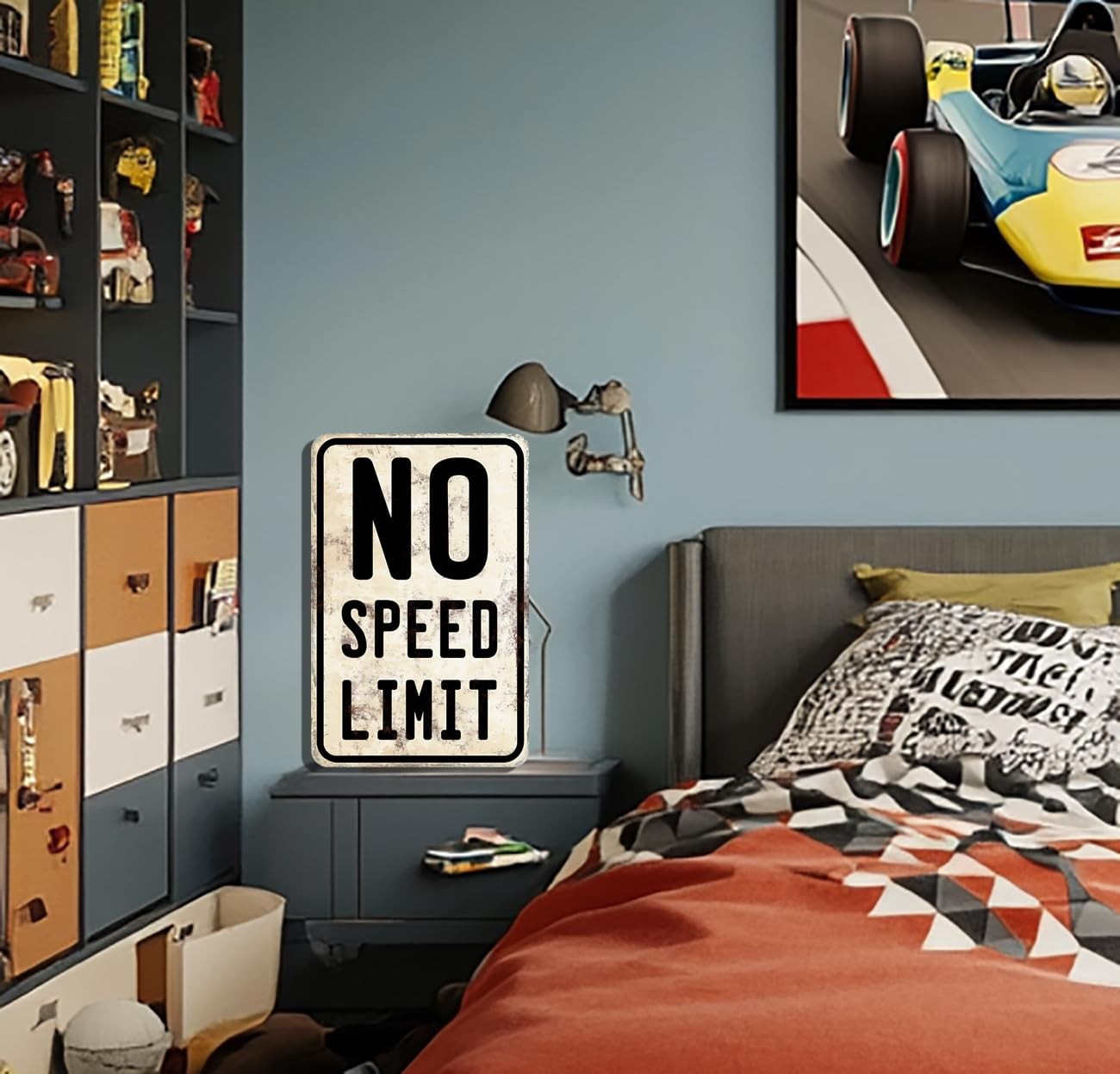 Car Room Wall Decor Vintage Metal Sign No 12 x 8 inches, Black And White