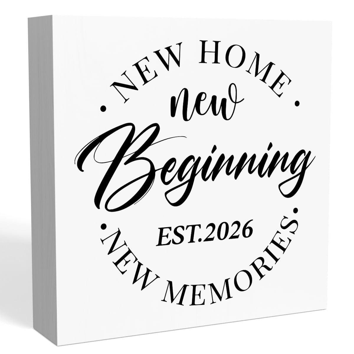 Housewarming Sign 5×5 Inch, New Homeowner Gift, White