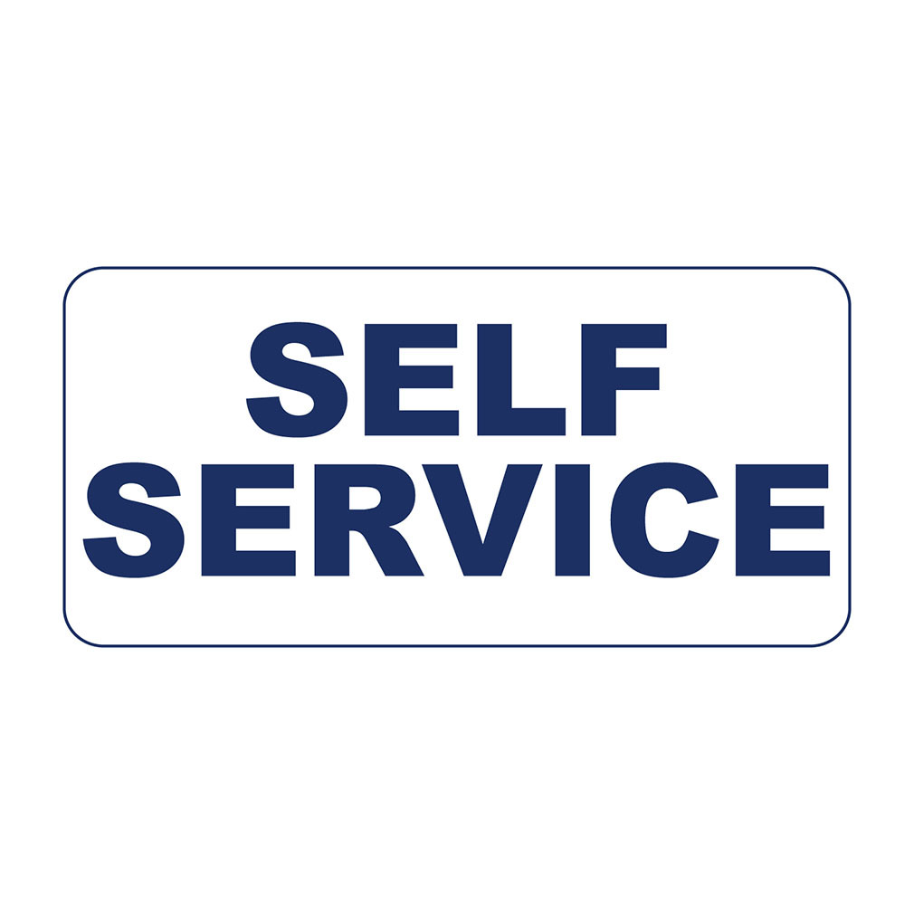 Self Service Blue Retro Vintage Style Metal Sign – 8 In X 12 In With Holes