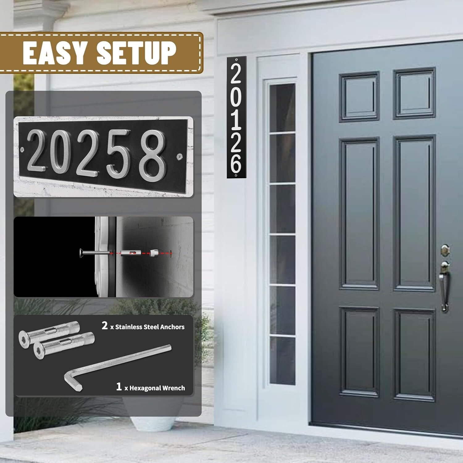 ColourTree Personalized Address Sign – Custom Size House Numbers Plaque