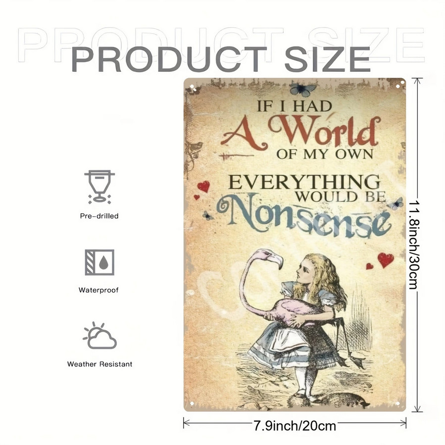 Alice In Wonderland Movie Metal Sign Book Film Decorative Vintage-Look 8x12in