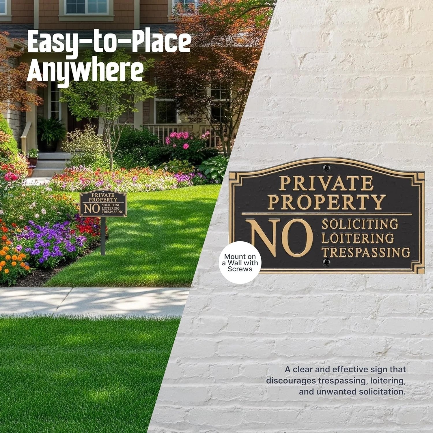 Sturdy Private Property Yard Plaque – 5.75″ x 9.5″ Easy Mounting with Lawn Stake
