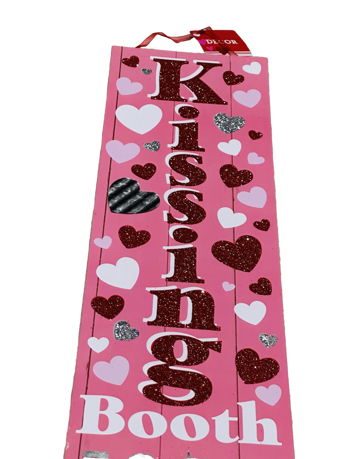 Greenbrier Valentines Wood Kissing Booth Hanging Sign 50 Cents A Smooch 24x6Inch