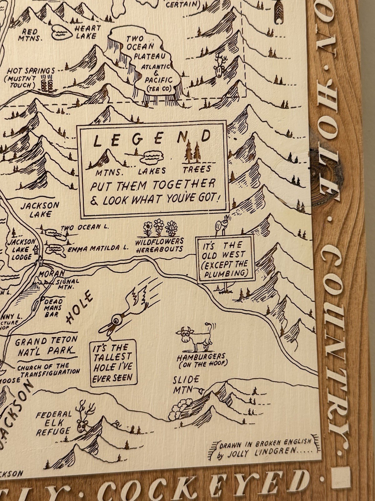YELLOWSTONE SOLID WOOD FUN ENGRAVED MAP/WALL ART – JH Listed Separately-Unique!