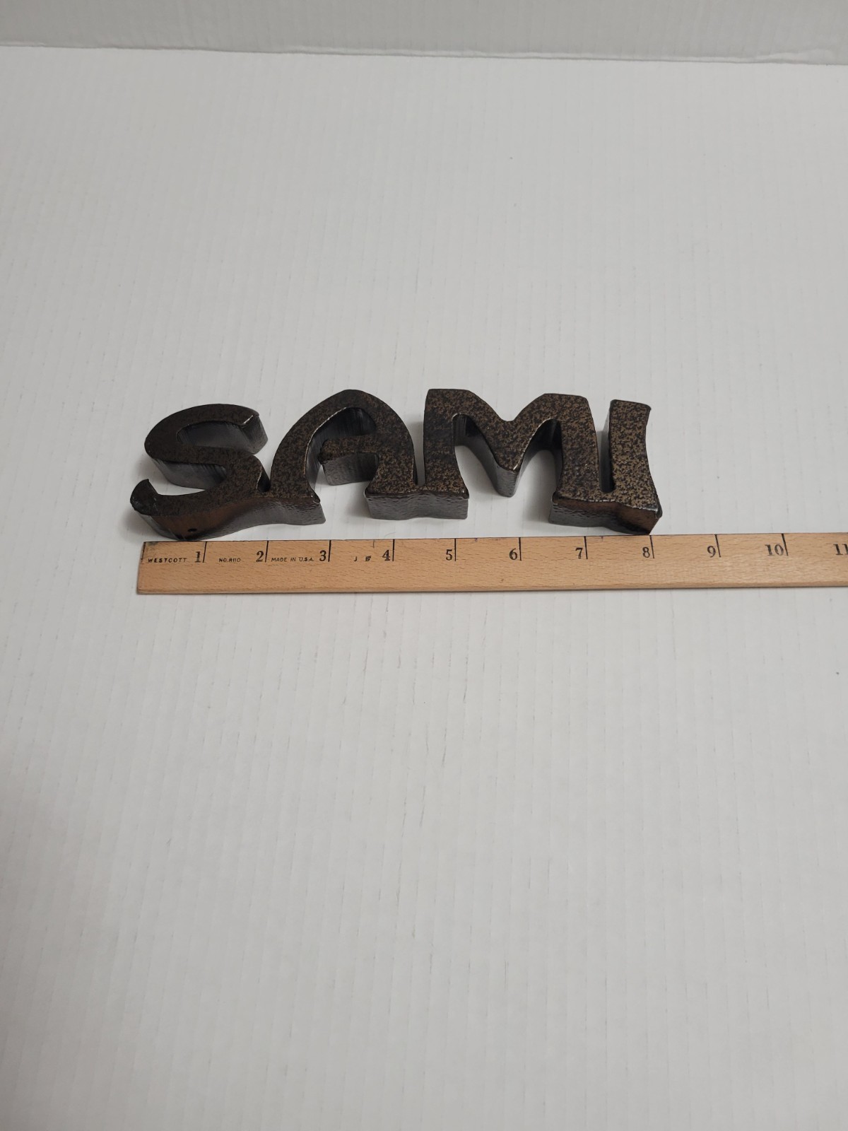 Metal 3D Effect Freestanding “SAMI” Letter Sign Antique Brown/Black Small 8in