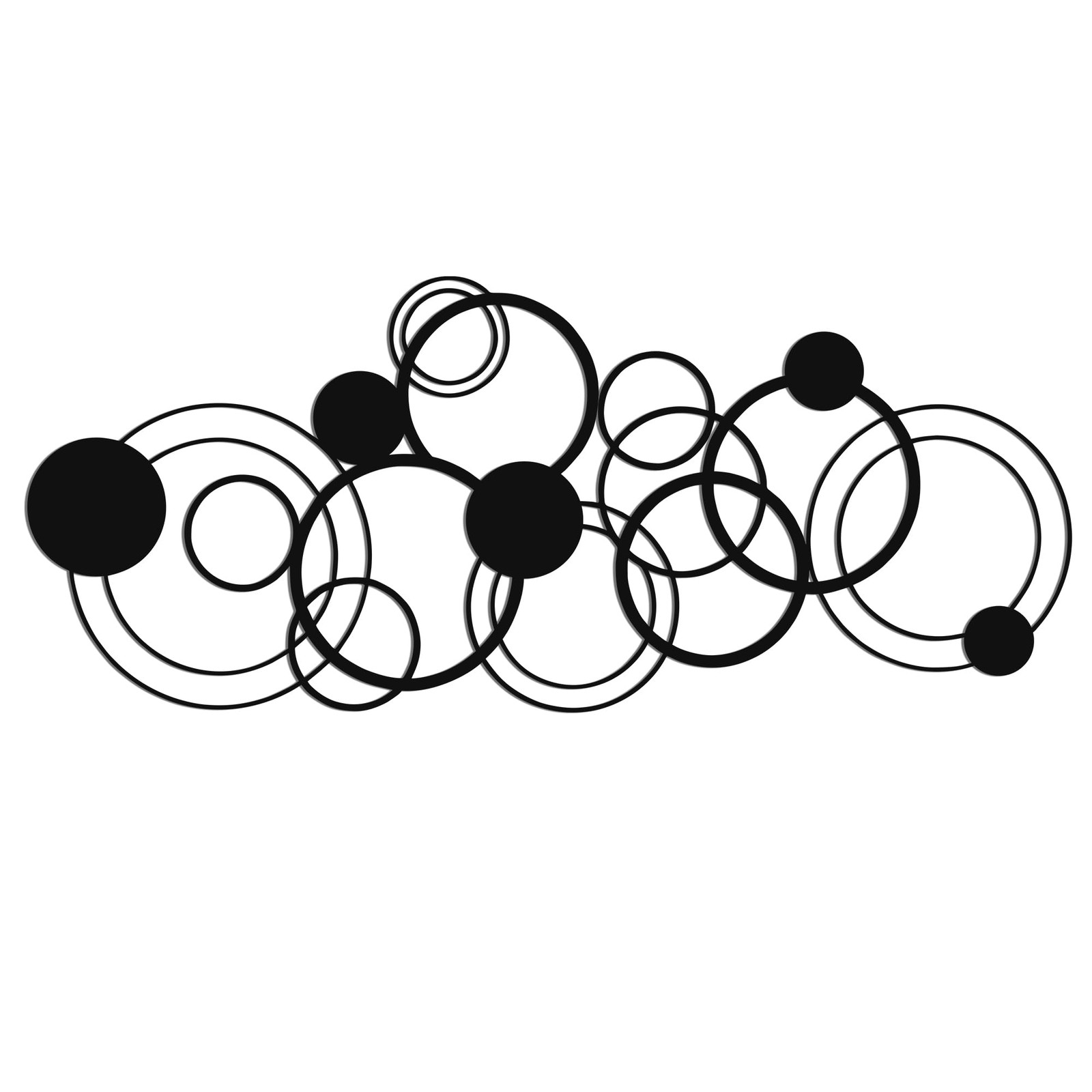 Black Minimalist Circle Metal Abstract Wall Decor Art Sculpture 25×10.4 In 2 PC