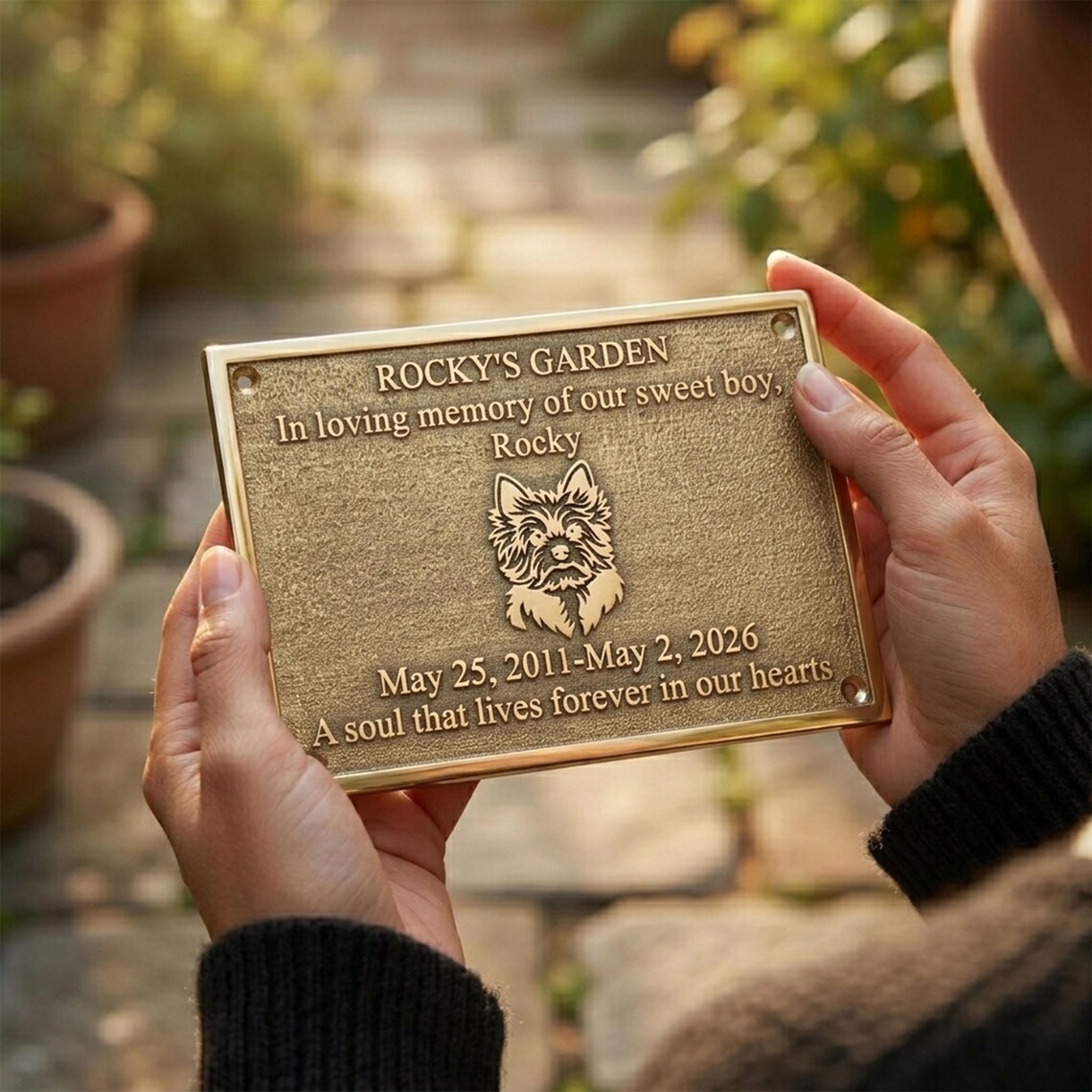 Custom Bronze Memorial Plaque, Personalized Garden Marker, Outdoor Name Plate