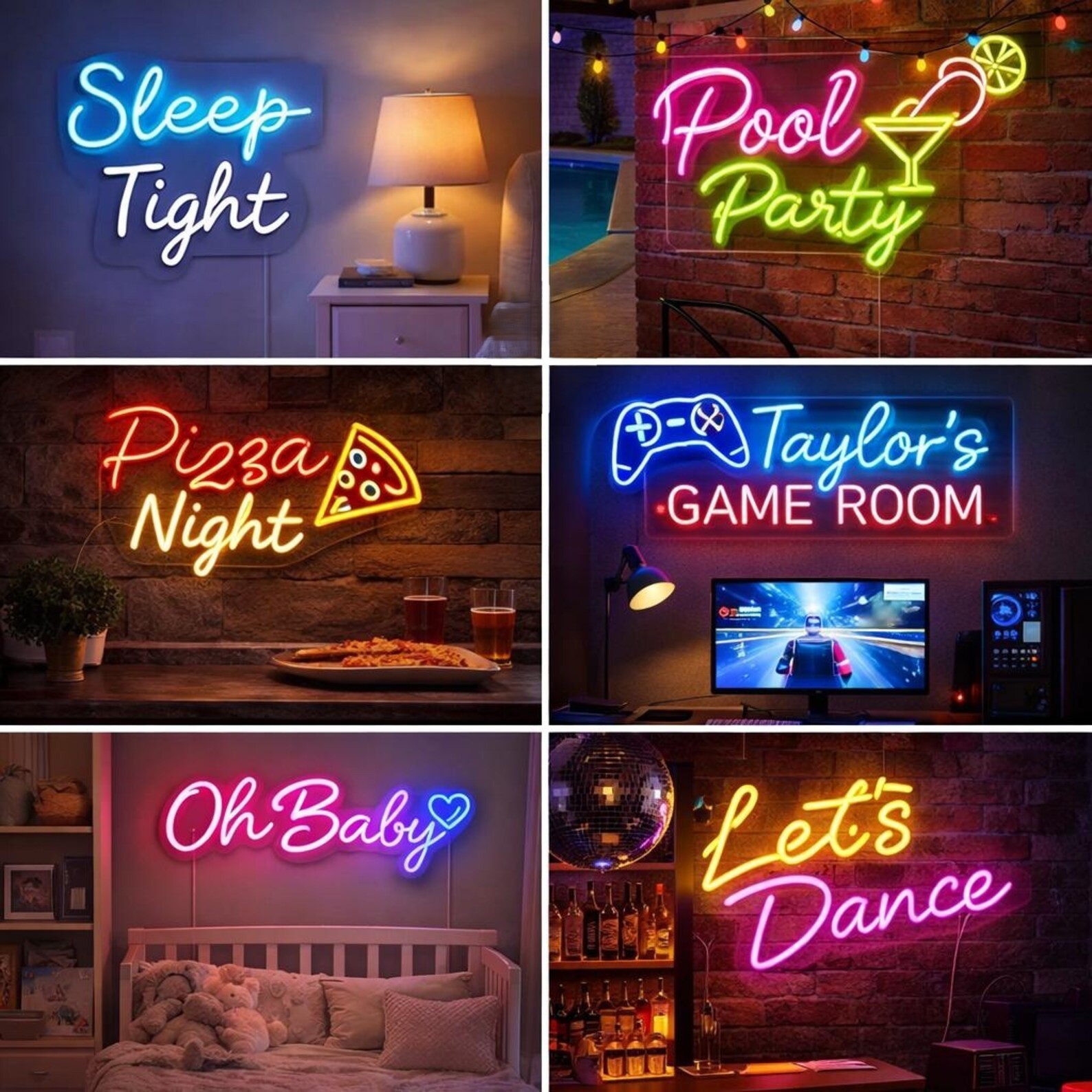 Custom Name LED Neon Sign Personalized Light Name Party Gift Bar Wall Decor