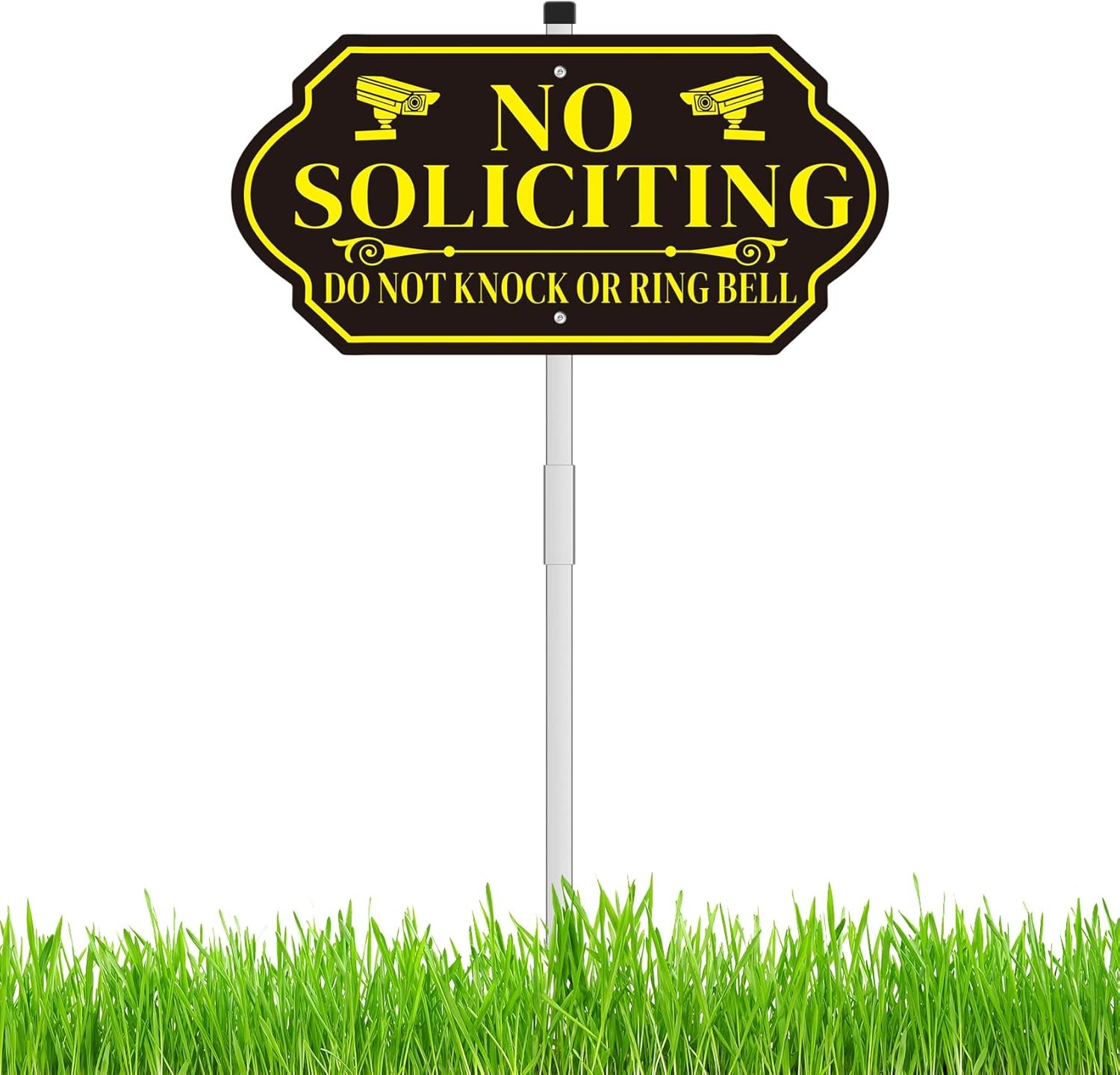 No Soliciting Sign Heavy Duty Aluminum Yard Stake 14×7 with 28″ Post