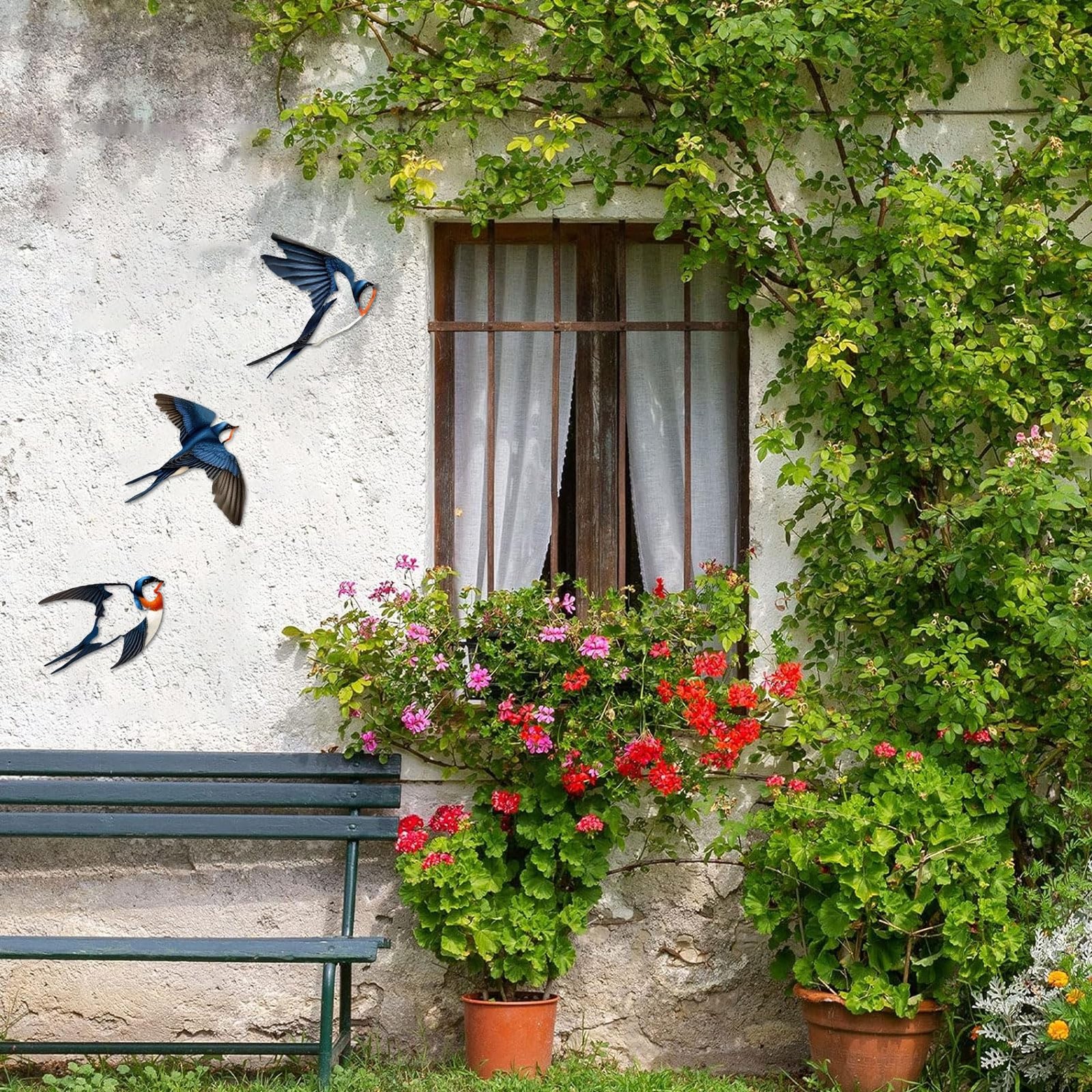 5 Pcs Metal Birds Wall Decor, Vintage colors Birds Metal Wall Art Outdoor Han…