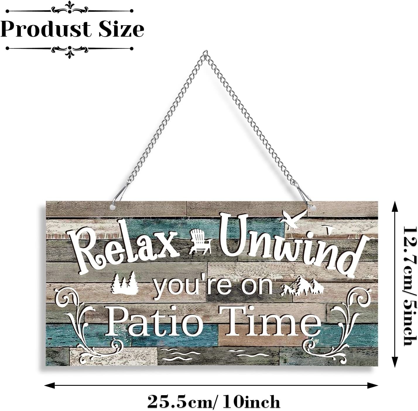 Rustic Metal Patio Sign Outdoor Wall Decor Farmhouse Hanging Porch Garden Art