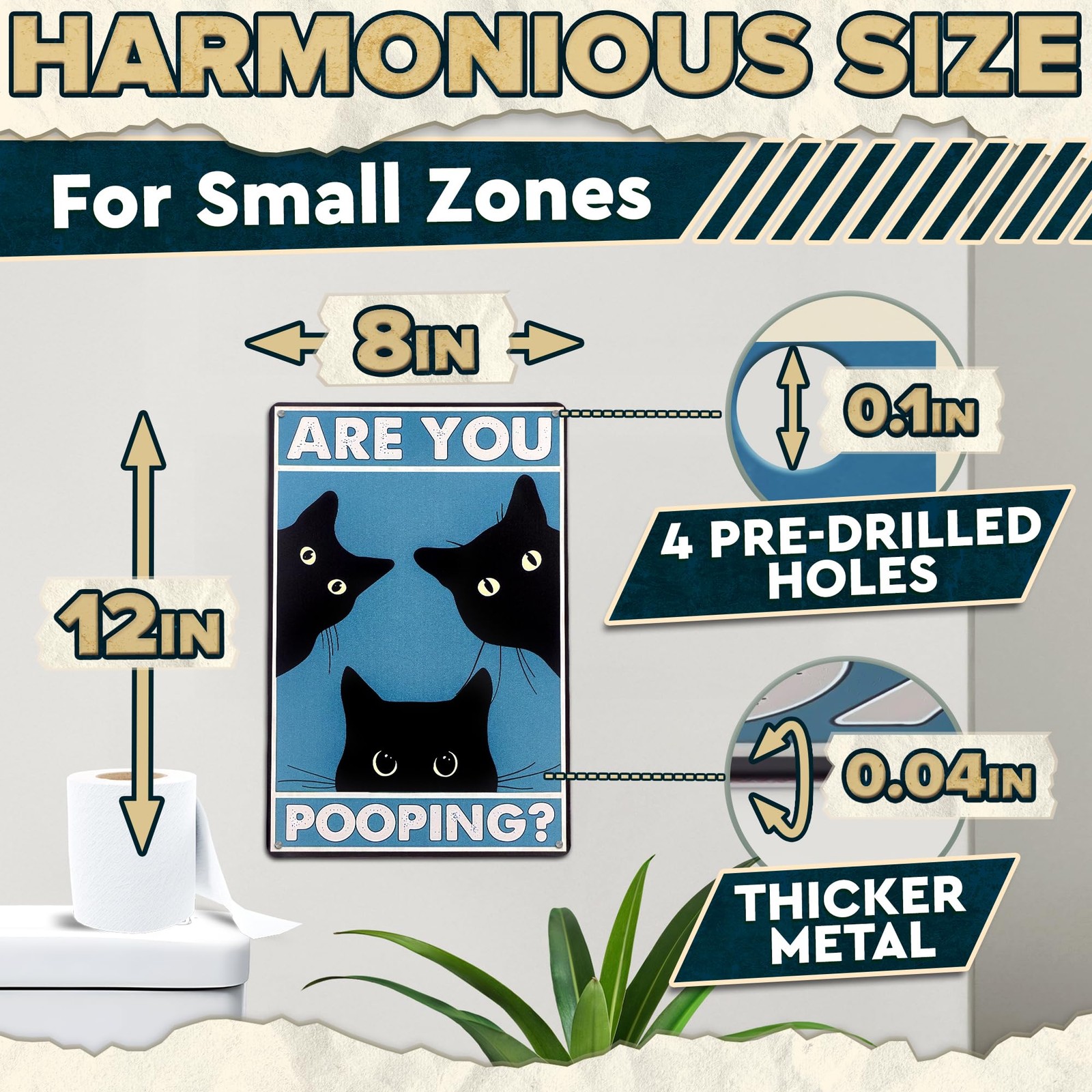 Are You Pooping Sign – Funny Cat Bathroom with 12×8 inches,