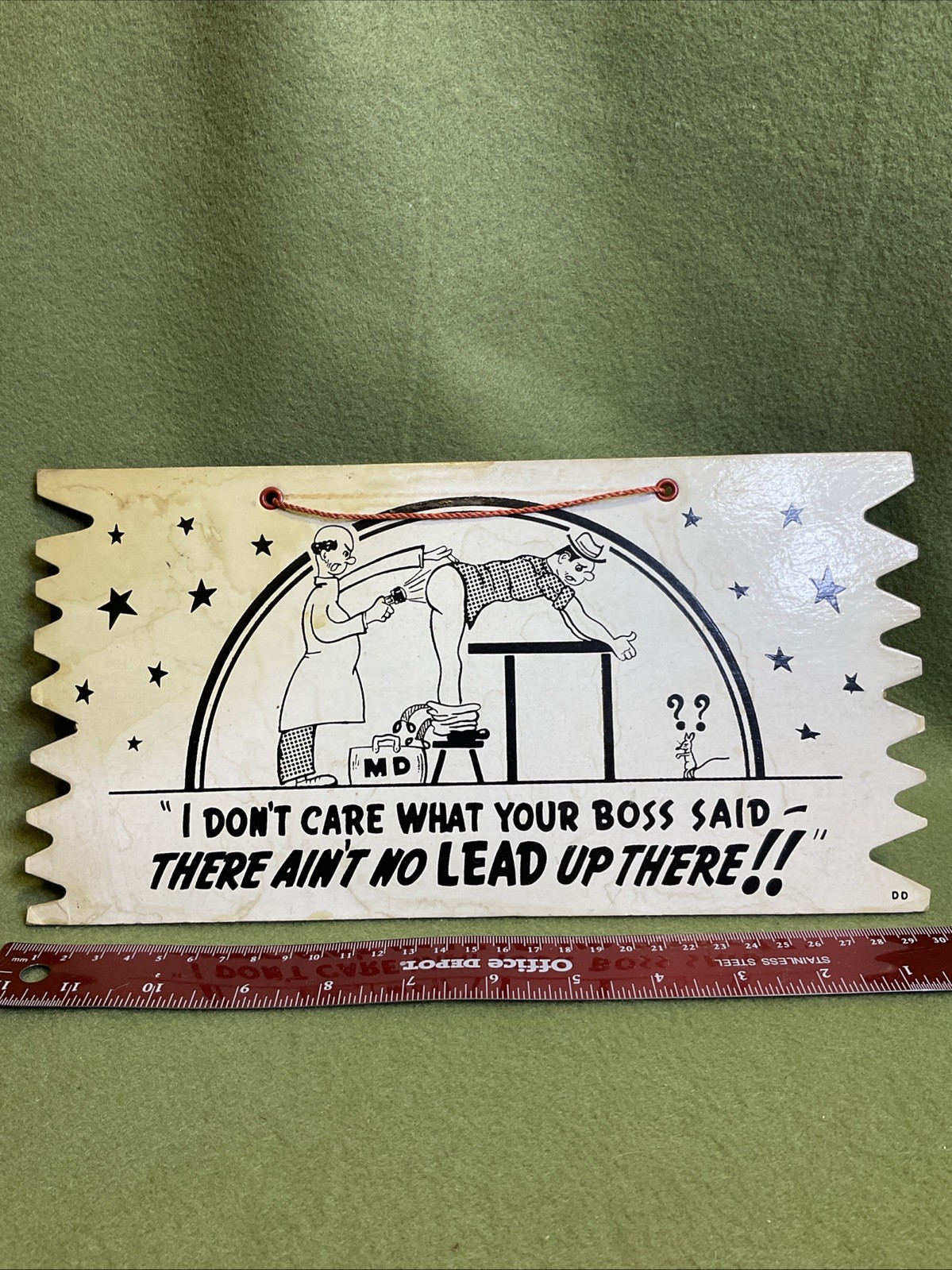 Vintage Adult Humor Doctor First Aid Wood Wall Plaque Small Brown Retro Decor