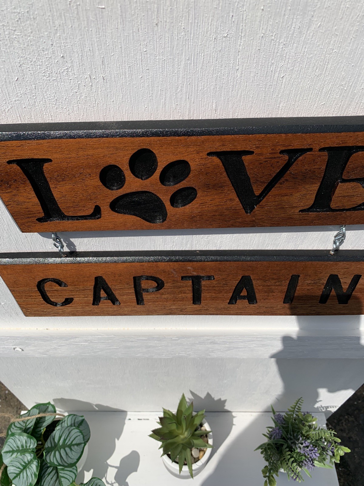 Personalized Dog Paw Love Sign, Exotic Mahogany Rustic Pet Decor, handmade